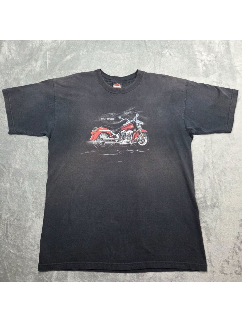 Harley Davidson Shirt Mens XL Black Faded Motorcycle Flames Fire Y2K Holoubek